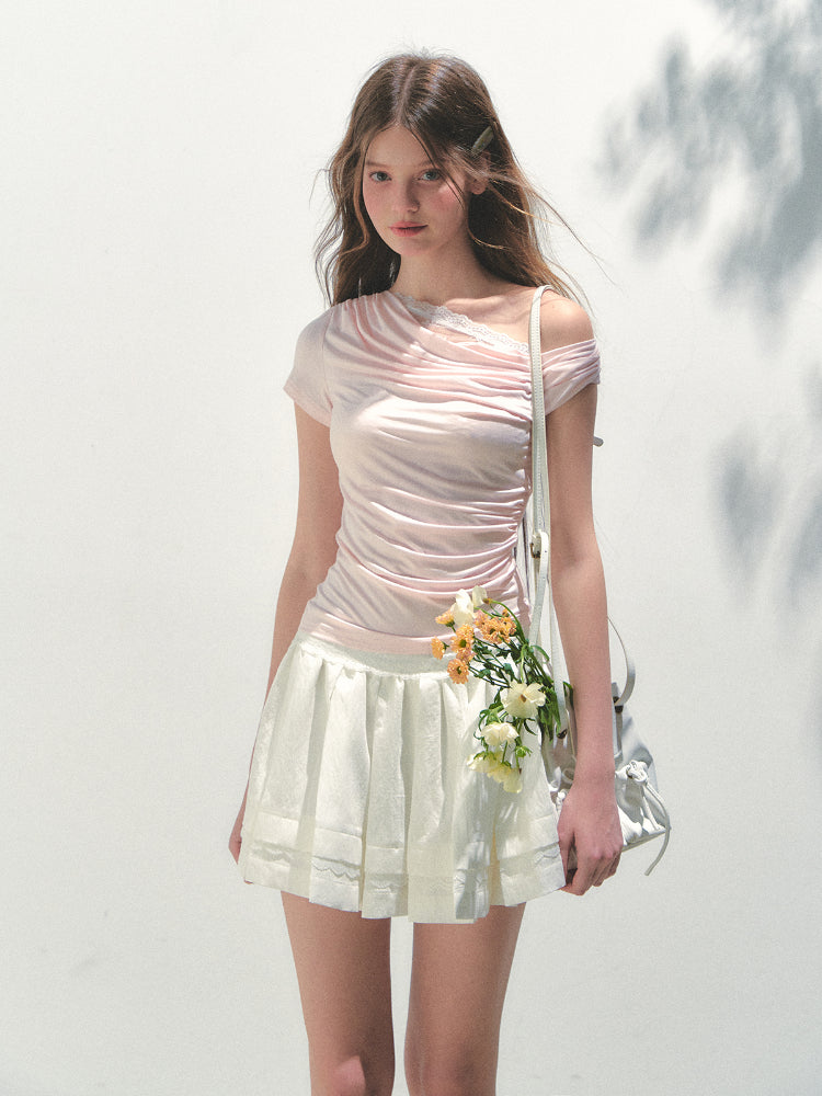 Fake Two-piece Off-the-Shoulder Short-sleeve T-shirt