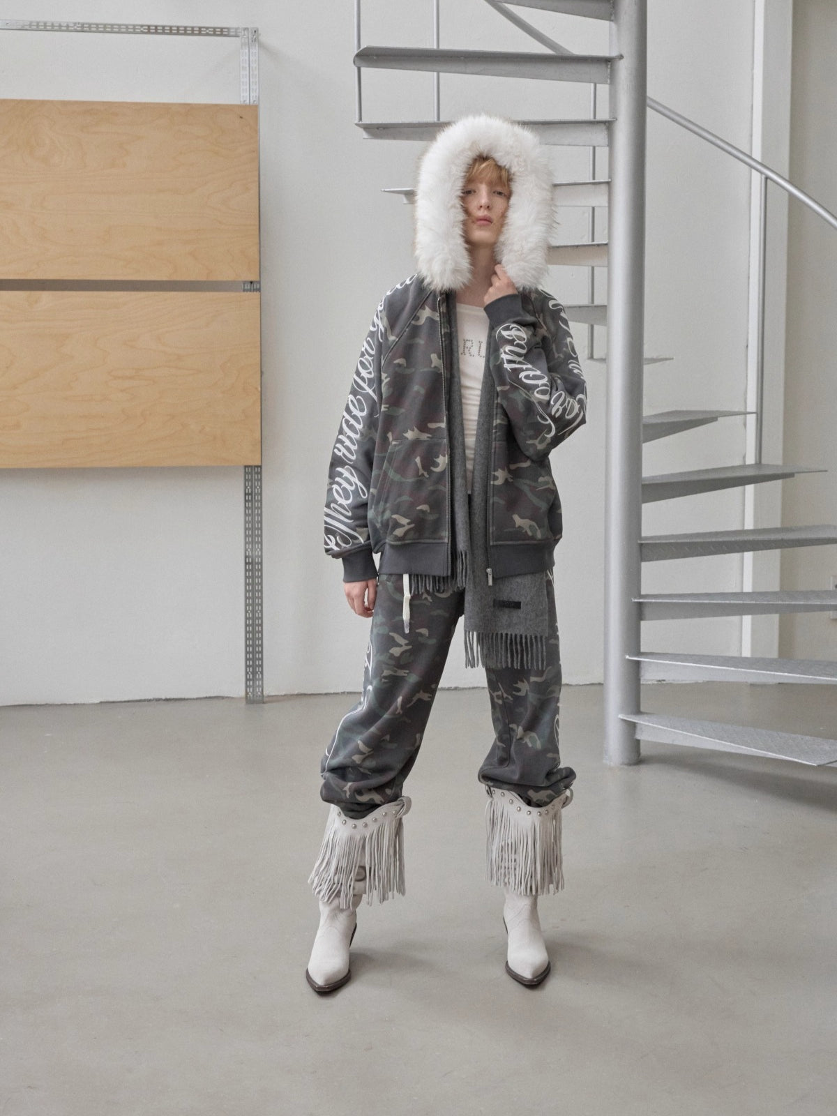 Faux-Fur Hooded Sweatshirt & Sweatpants Set