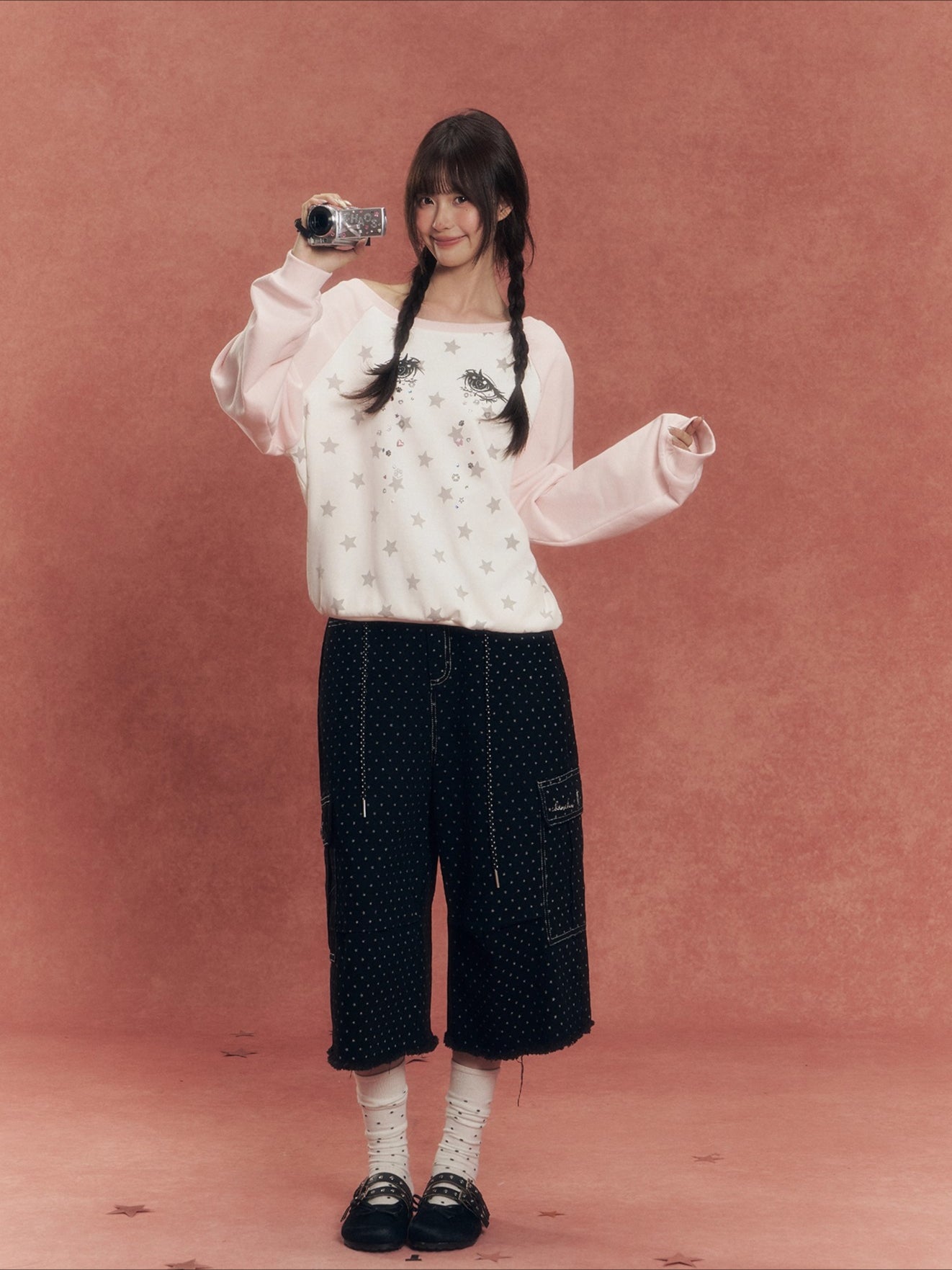 Star Print Raglan Sweatshirt