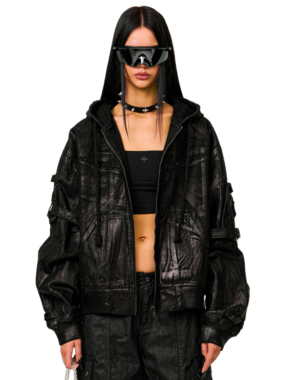 Lightning Waxed Denim Hoodie  - CHINASQUAD