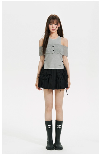 Black & Grey Cut-out Tank Top - CHINASQUAD