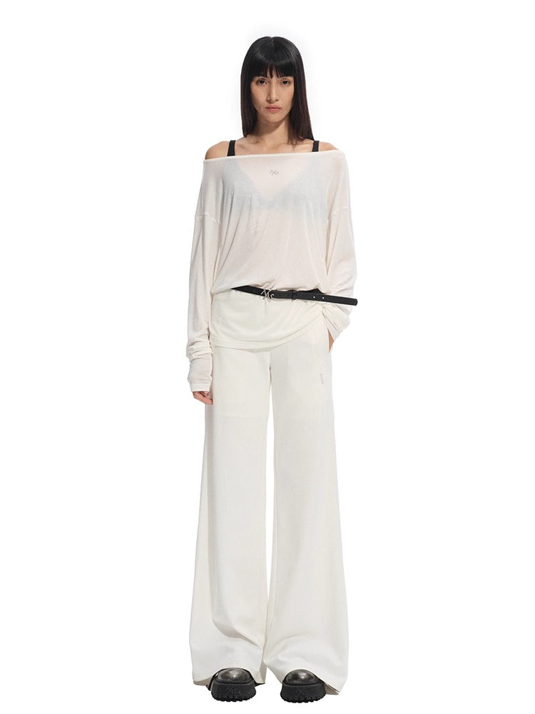 Boat Neck Slightly Sheer Knotted Open-back T-shirt - CHINASQUAD
