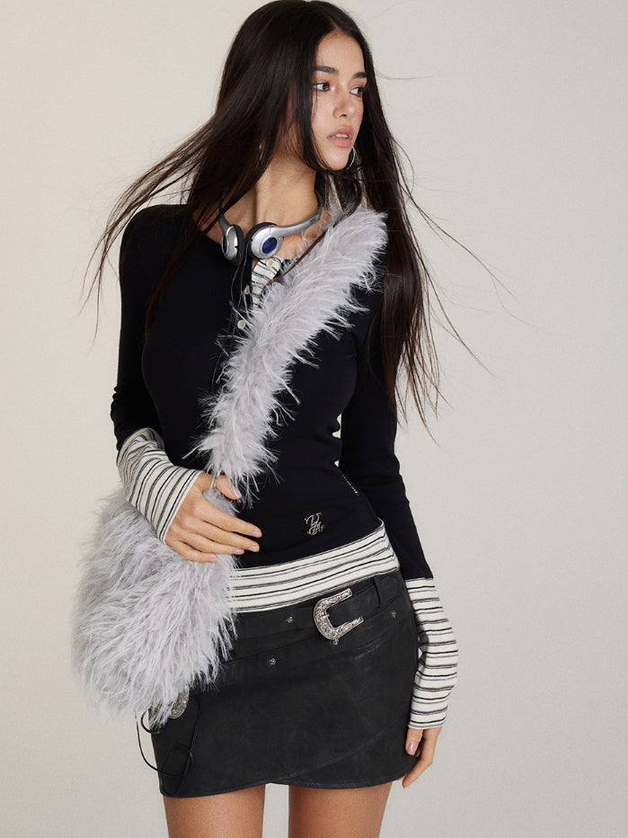 Stripe Patchwork Base Layer Long-Sleeve T-Shirt - CHINASQUAD