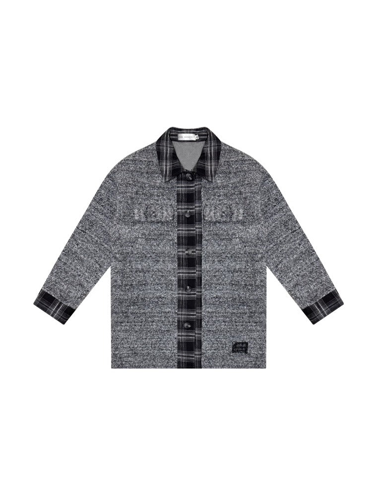 Plaid Patchwork Wool-Blend Coat - CHINASQUAD