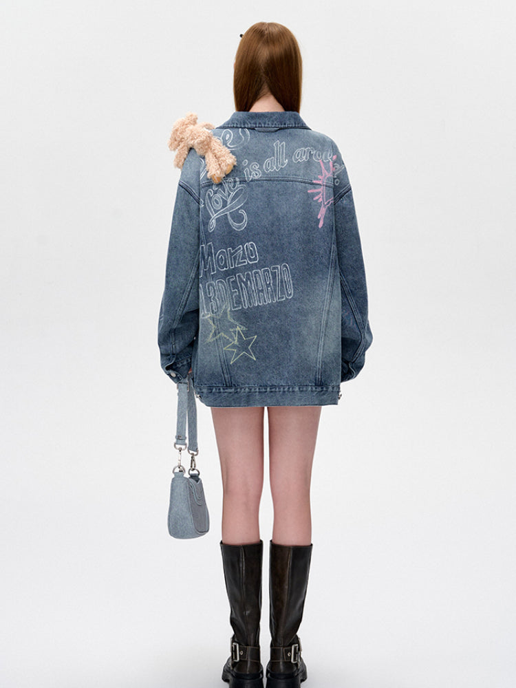 Full Graffiti Denim Jacket - CHINASQUAD