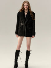 Khaki & Black Woolen 2-in-1 Blazer - CHINASQUAD