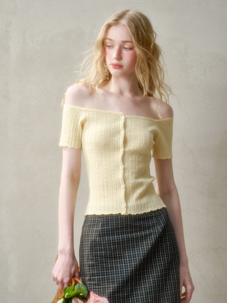 Summer-Colored One-Shoulder Cardigan - CHINASQUAD