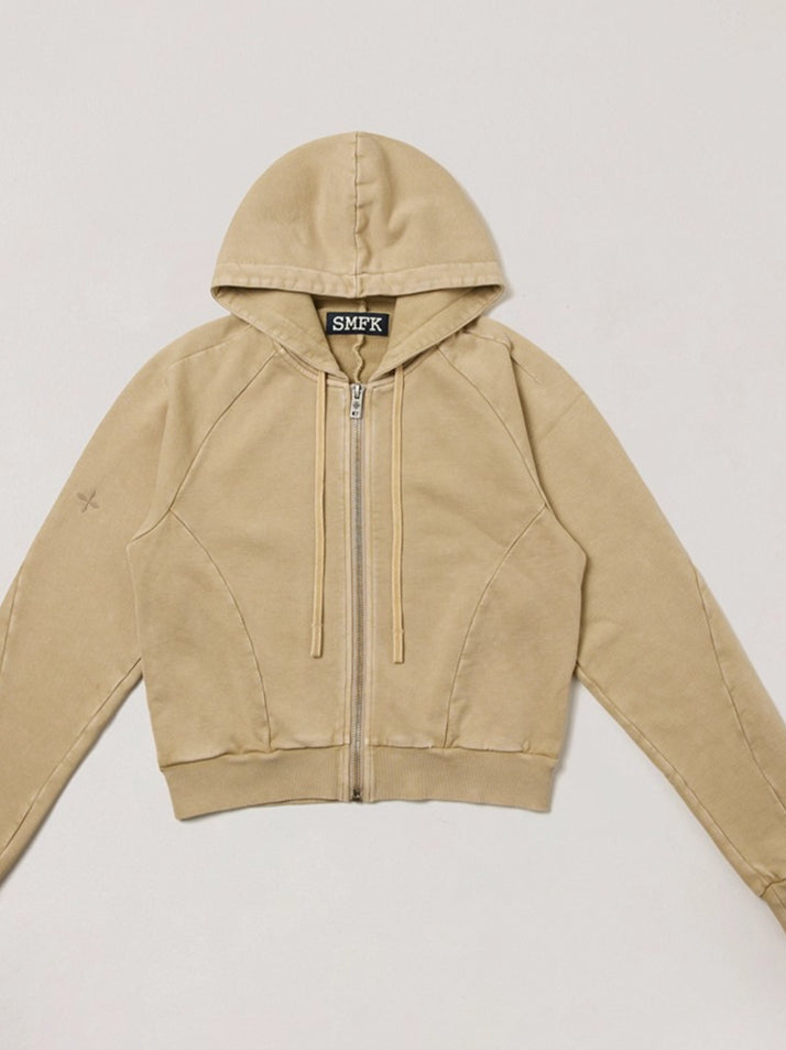 Wild Vintage Zip-up Cropped Hoodie