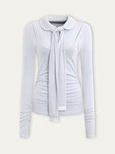 White & Blue Collared Knit Top & Skirt Set - CHINASQUAD