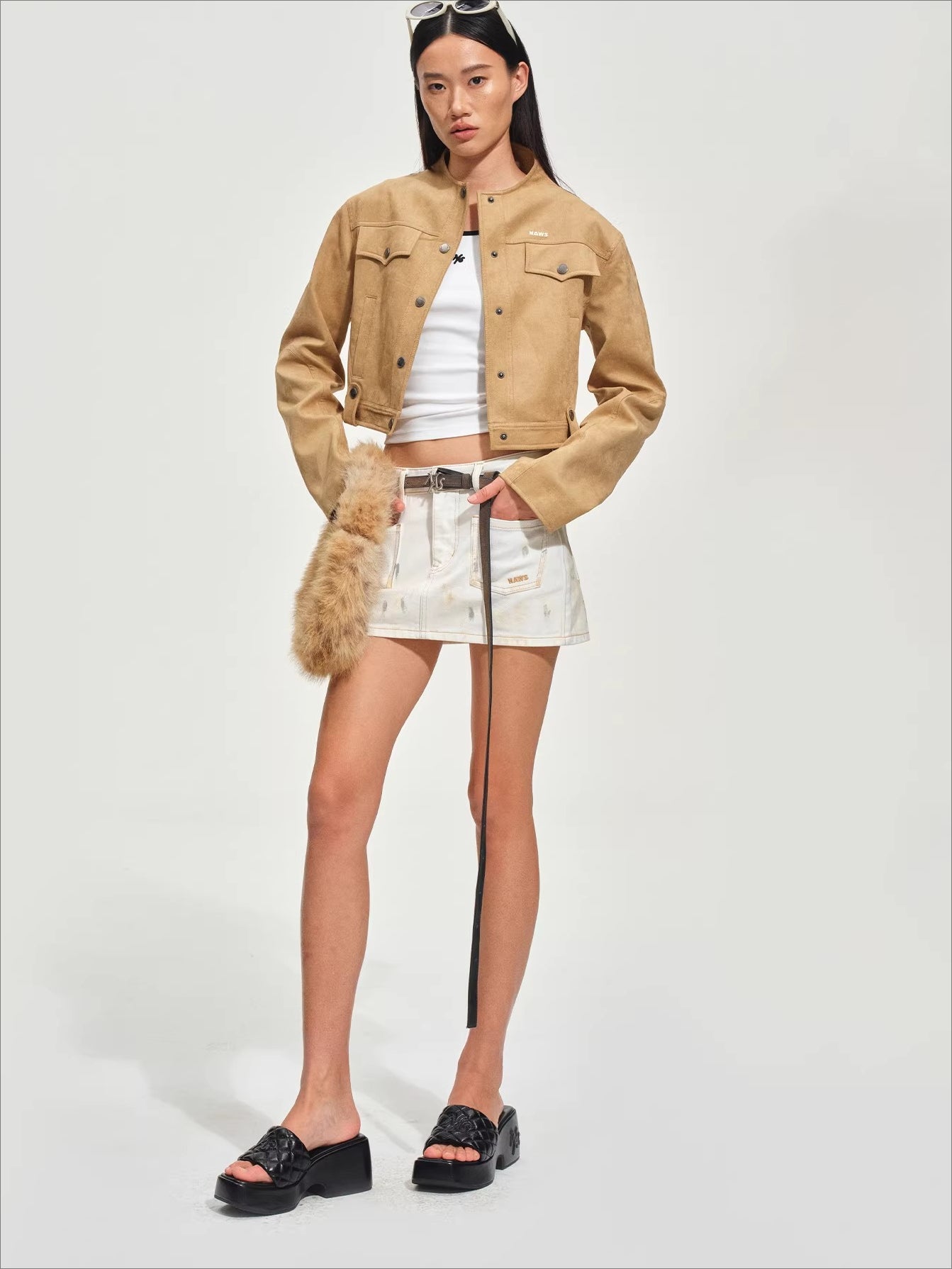 Ribbed Crewneck Fitted Sports T-Shirt