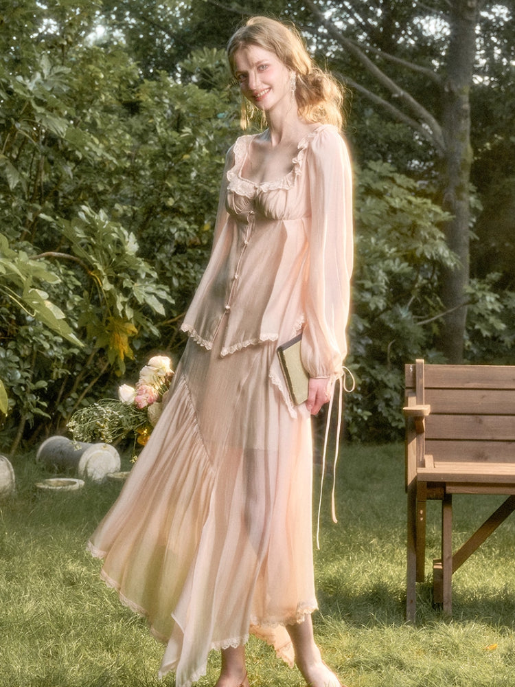 Tencel Elegant Retro Shirt & Skirt Set - CHINASQUAD