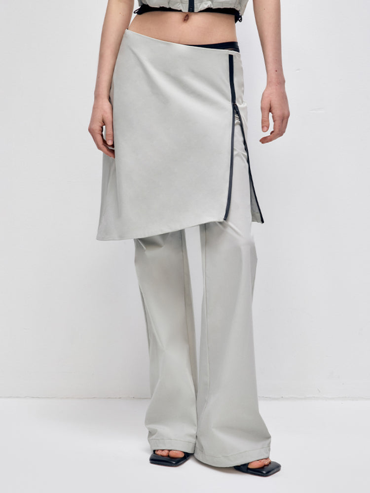 Color-block Hooded Zipper Vest & Pant Set