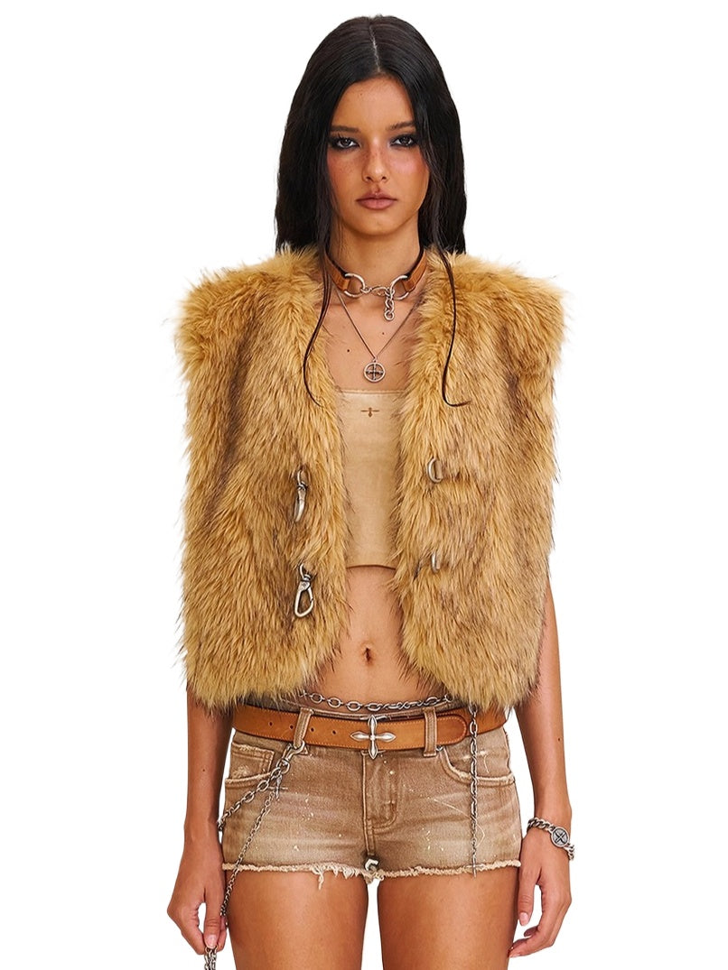 COMPASS Prairie Faux Fur Vest - CHINASQUAD