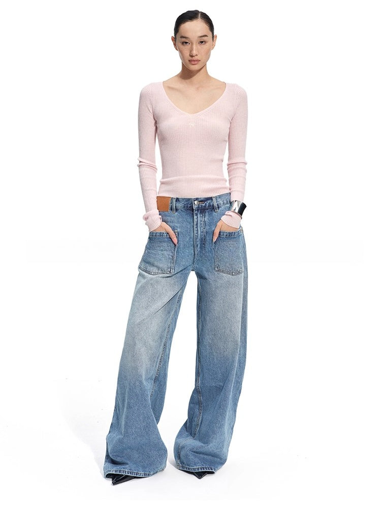 Luna Mercerized Wool V-Neck T-Shirt