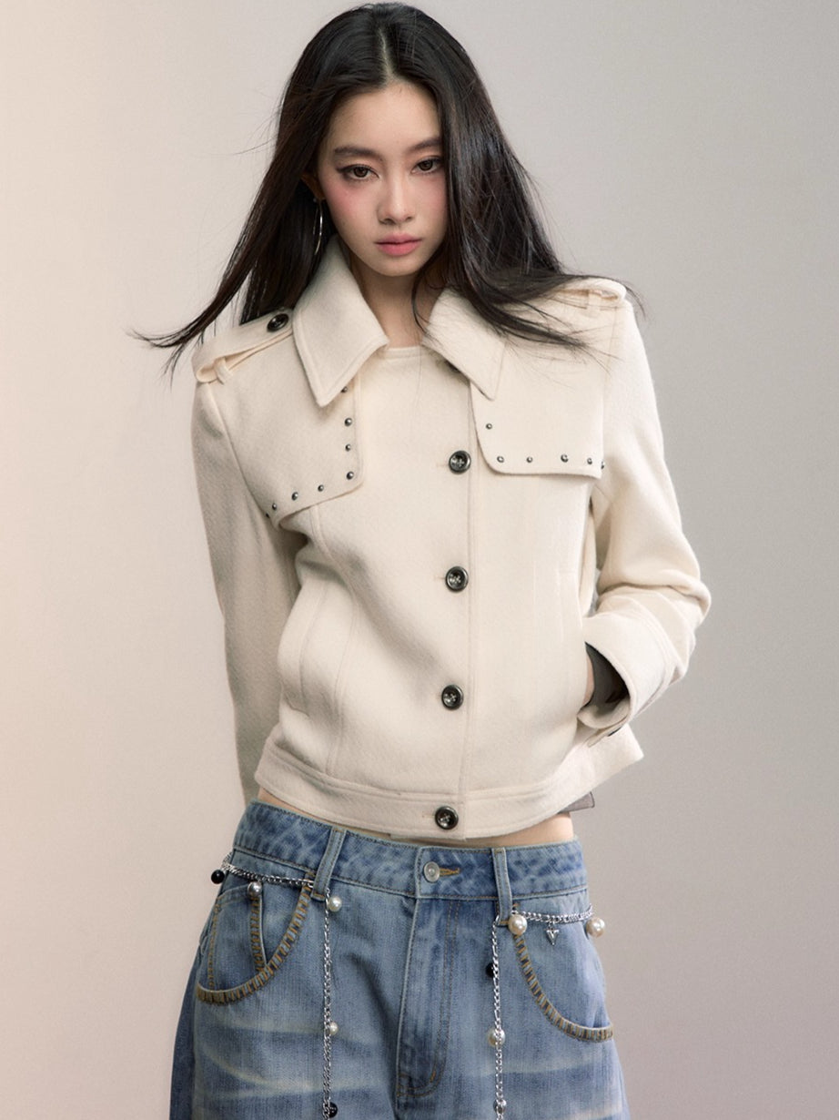 Studded Edge Cropped Fitted Jacket