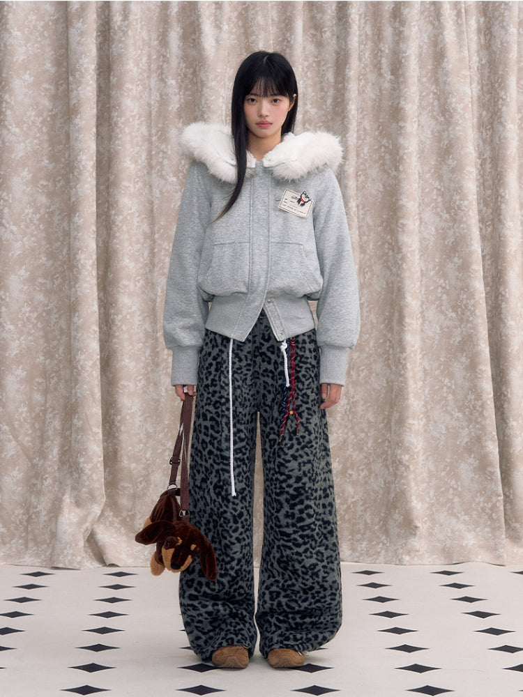 Faux Fur Lined Zipper Fur Collar Jacket - CHINASQUAD