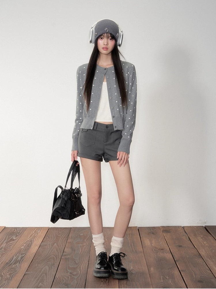 Polka Dot Jacquard Knit Cardigan