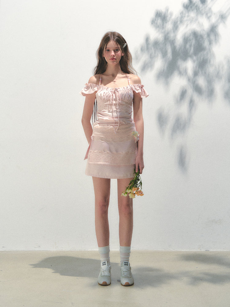 Lace 3D Flower A-line Skirt - CHINASQUAD