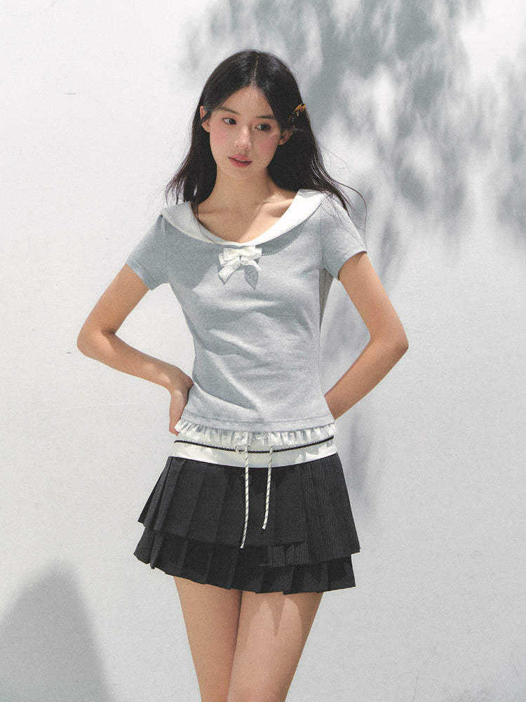 Lace Bow Retro T-shirt - CHINASQUAD