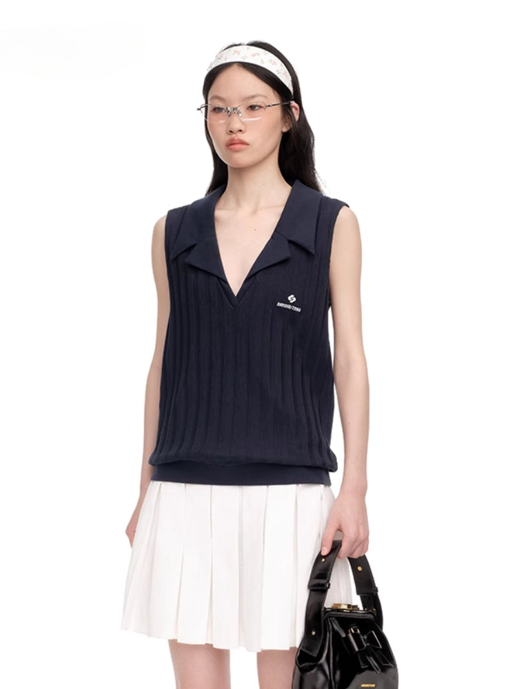 Striped Knit Sleeveless Top - CHINASQUAD