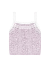 Gray & Purple Lace Trim Tank Top - CHINASQUAD