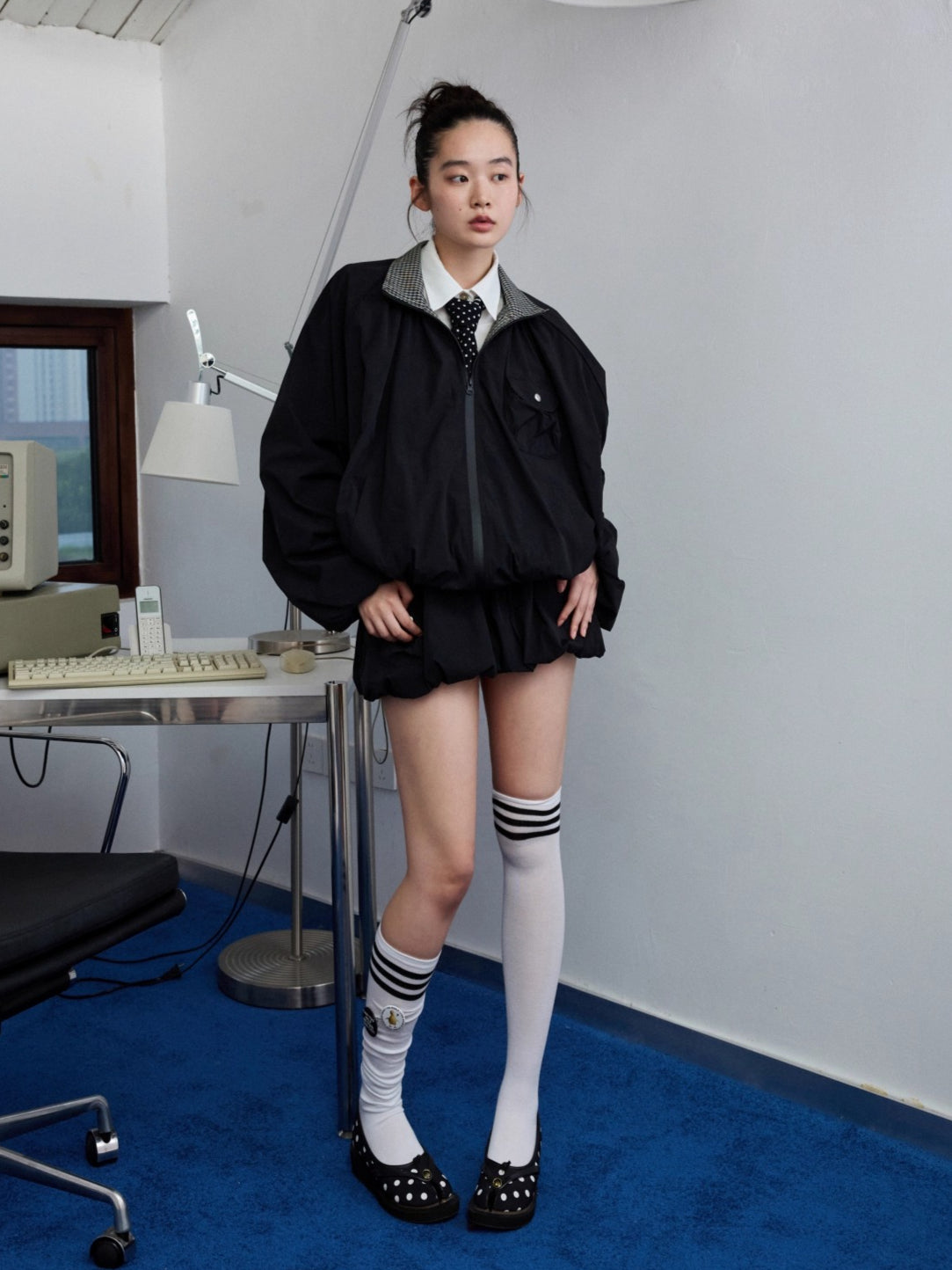 Check Panel Windbreaker Jackets & Skirt Set - CHINASQUAD