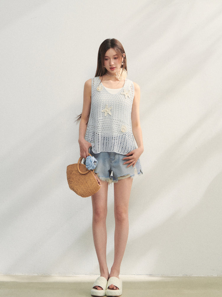 Pearl Crochet Hollow Vest Camisole - CHINASQUAD