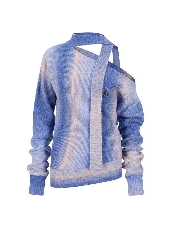 Designed Off-Shoulder Gradient Sweater - CHINASQUAD