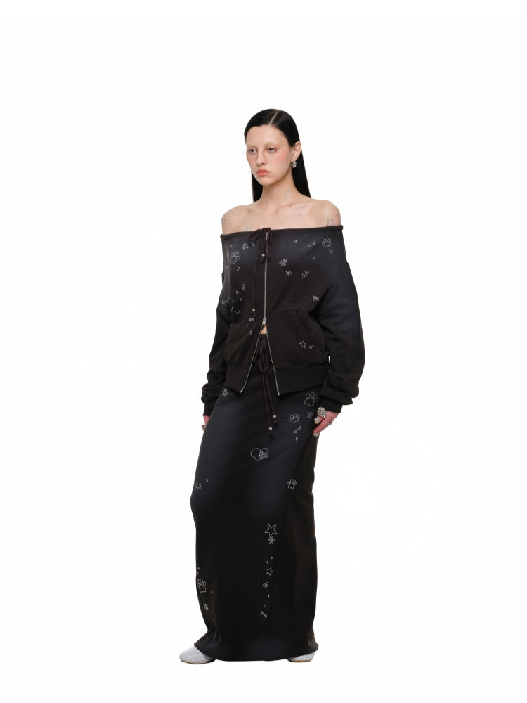 Mud Dyed Rhinestone Sweatshirt & Pant Set - CHINASQUAD