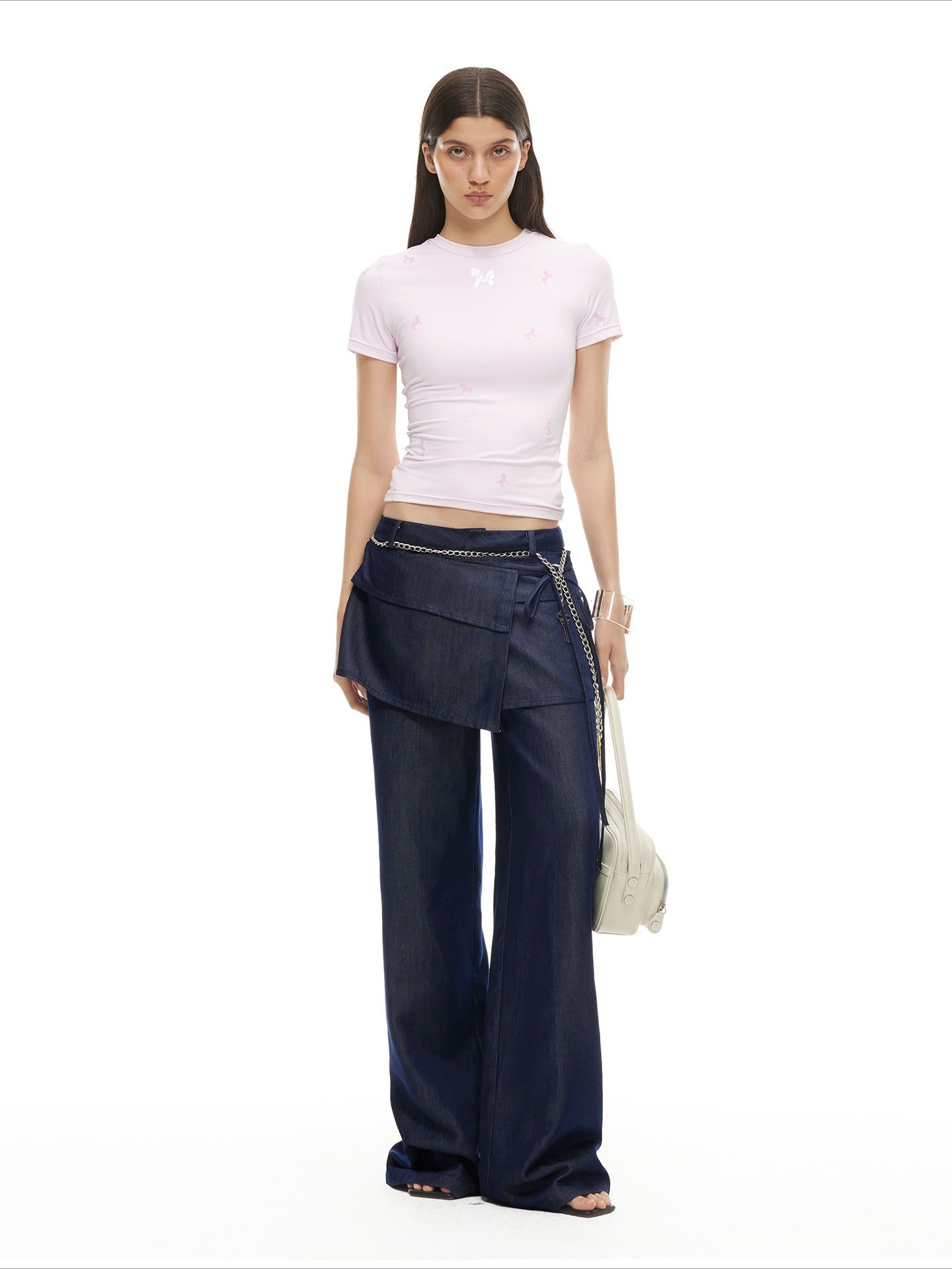 Layered Lyocell Denim Wide-Leg Trousers