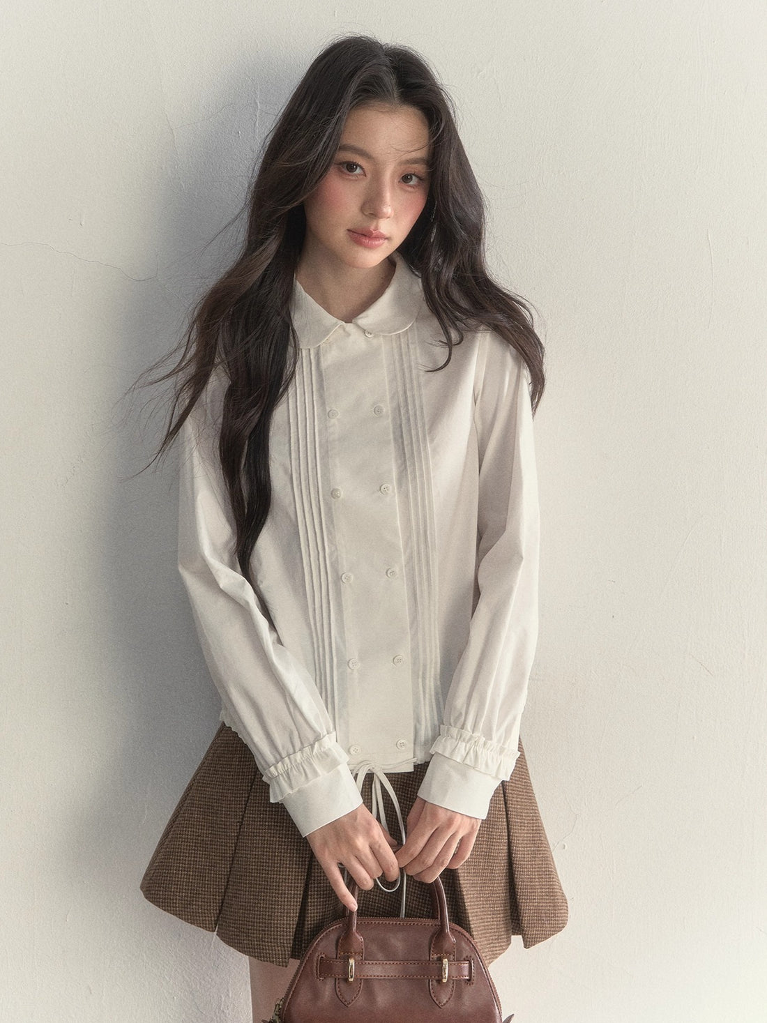 Double-Breasted Doll Collar Shirt