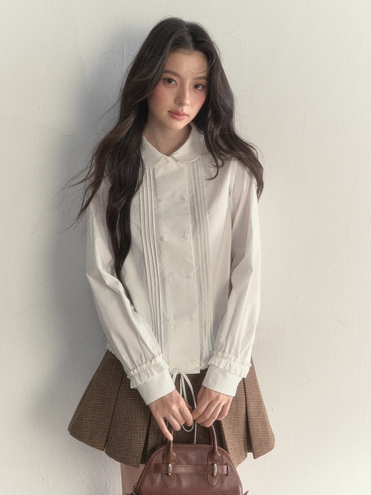 Double-Breasted Doll Collar Shirt