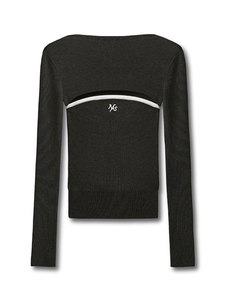 Wool Real Two-piece Layered Knit Crewneck - CHINASQUAD