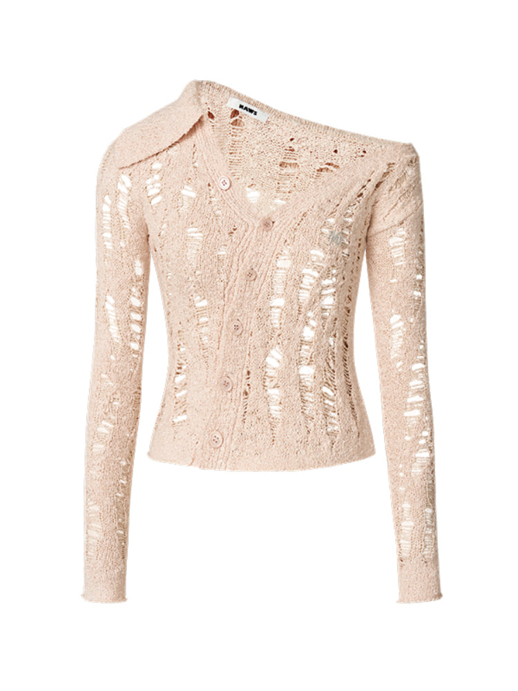 Asymmetrical Shoulder Knit Cardigan - CHINASQUAD