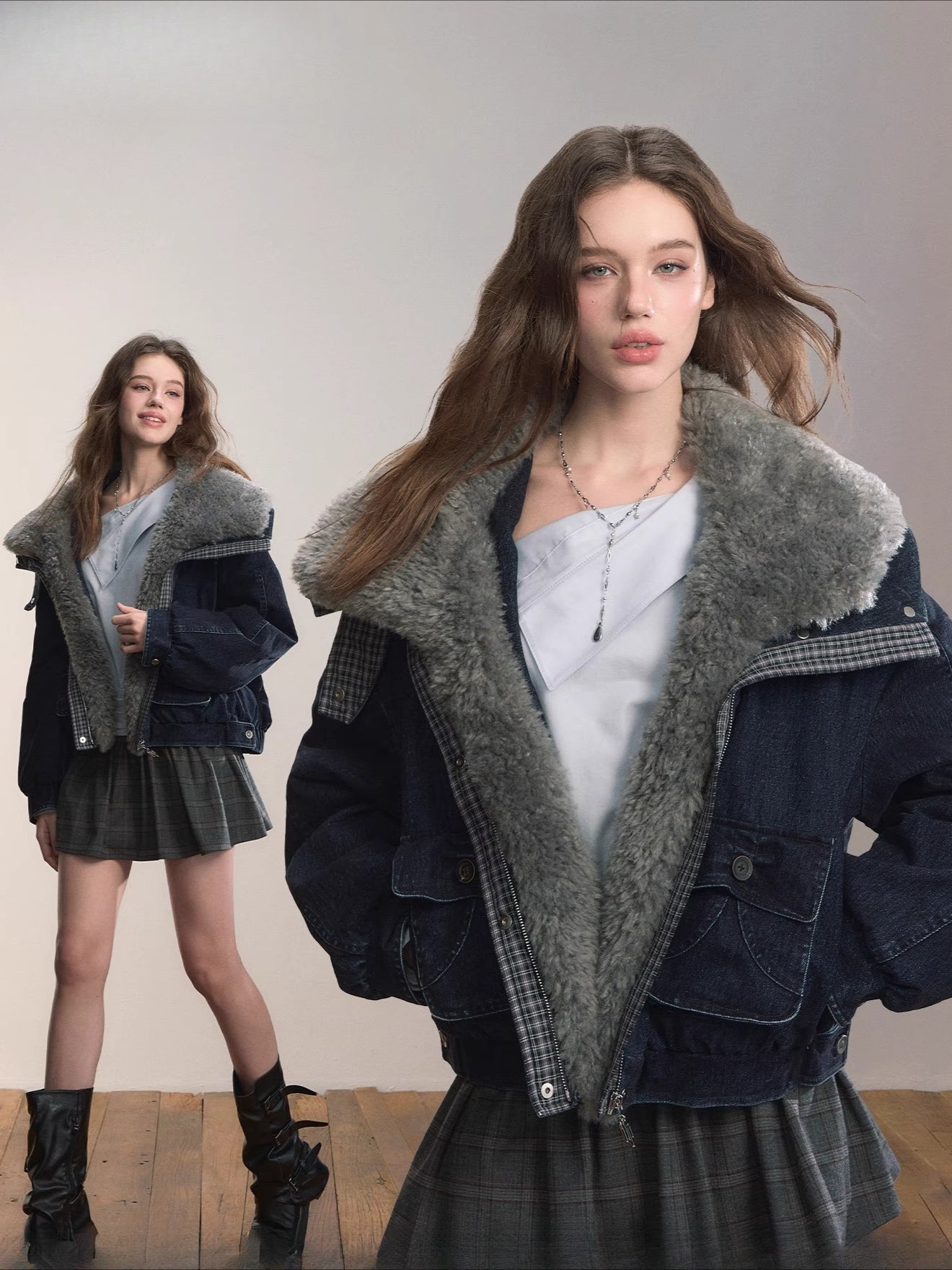 Velvet Fusion Oversized Faux Fur Down Jacket