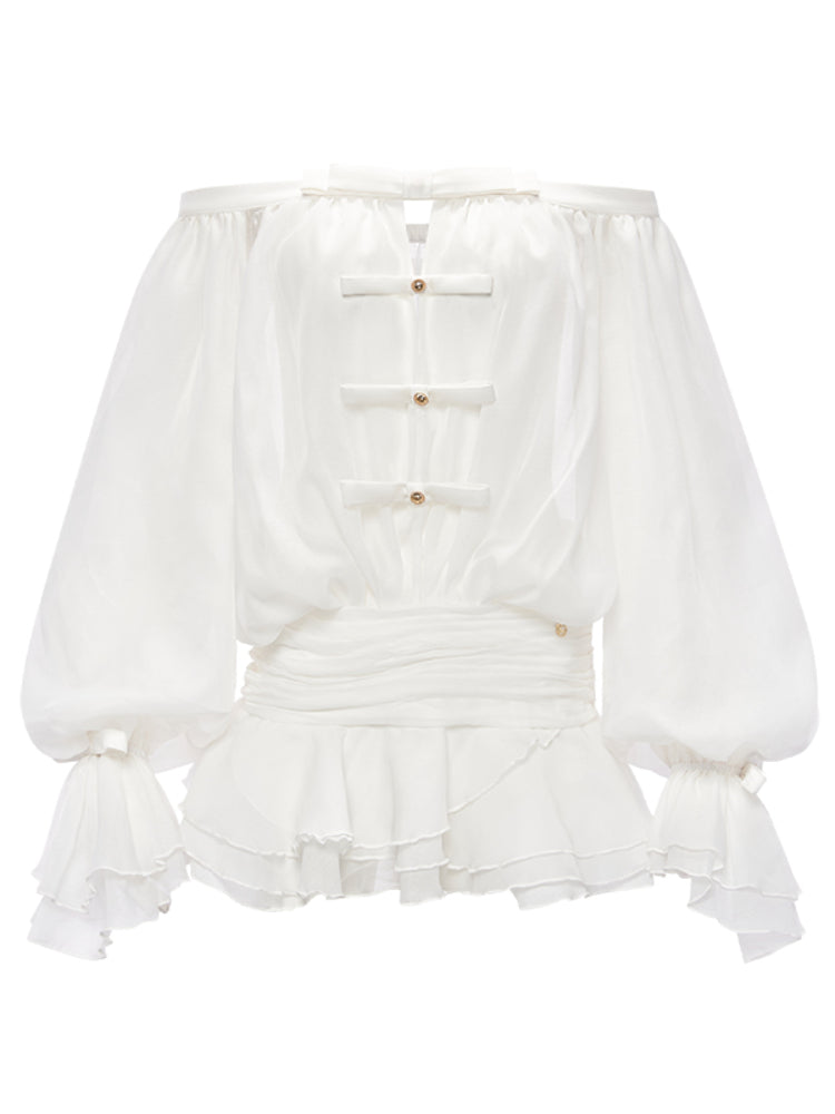 Off-shoulder Bubble Sleeve Puff Dress - CHINASQUAD