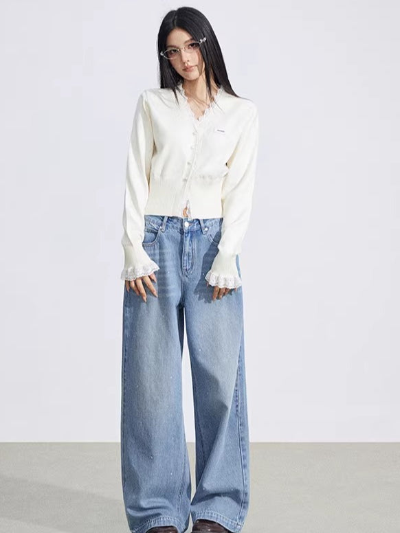 Lace Panel Knit Cardigan