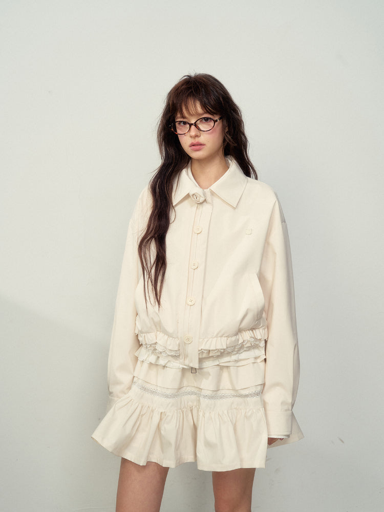 Lace-Trimmed Jacket & Skirt Set - CHINASQUAD