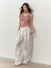 Wide-Leg Beaded Cargo Large Pockets Pants - CHINASQUAD