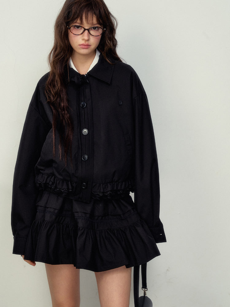 Lace-Trimmed Jacket & Skirt Set - CHINASQUAD