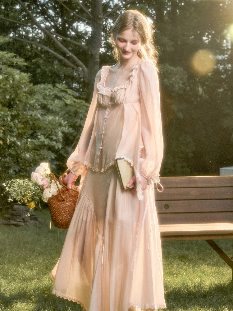 Tencel Elegant Retro Shirt & Skirt Set - CHINASQUAD