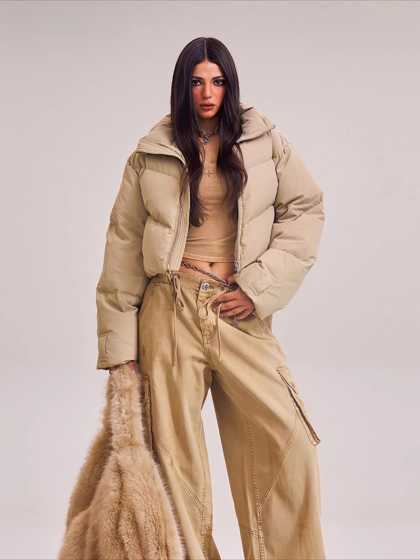 Desert Cross Cropped Down Jacket