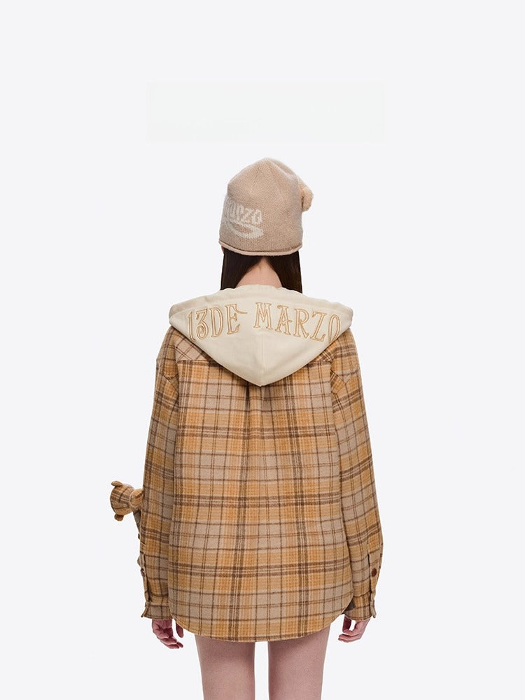Plaid Hooded Retro Overshirt Jacket