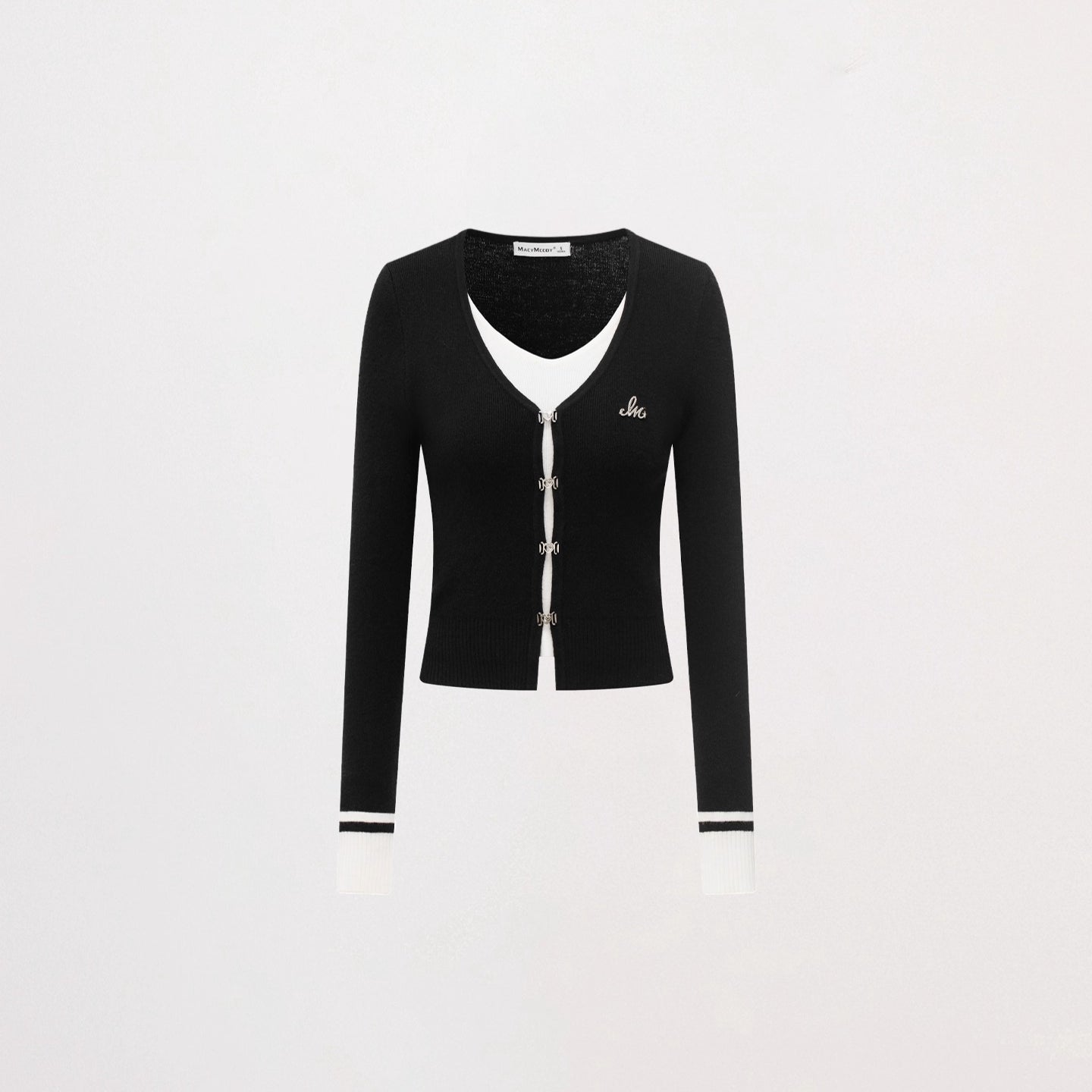 Contrast Layered Knit Cardigan - CHINASQUAD