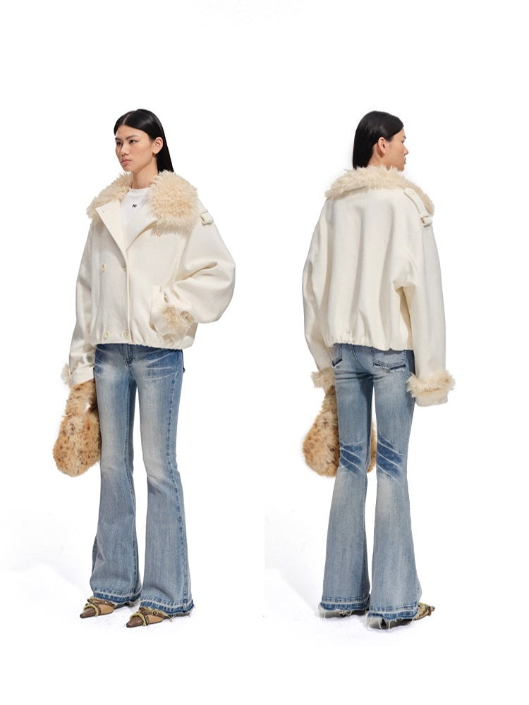 Polar Shearling Collar Wool Jacket