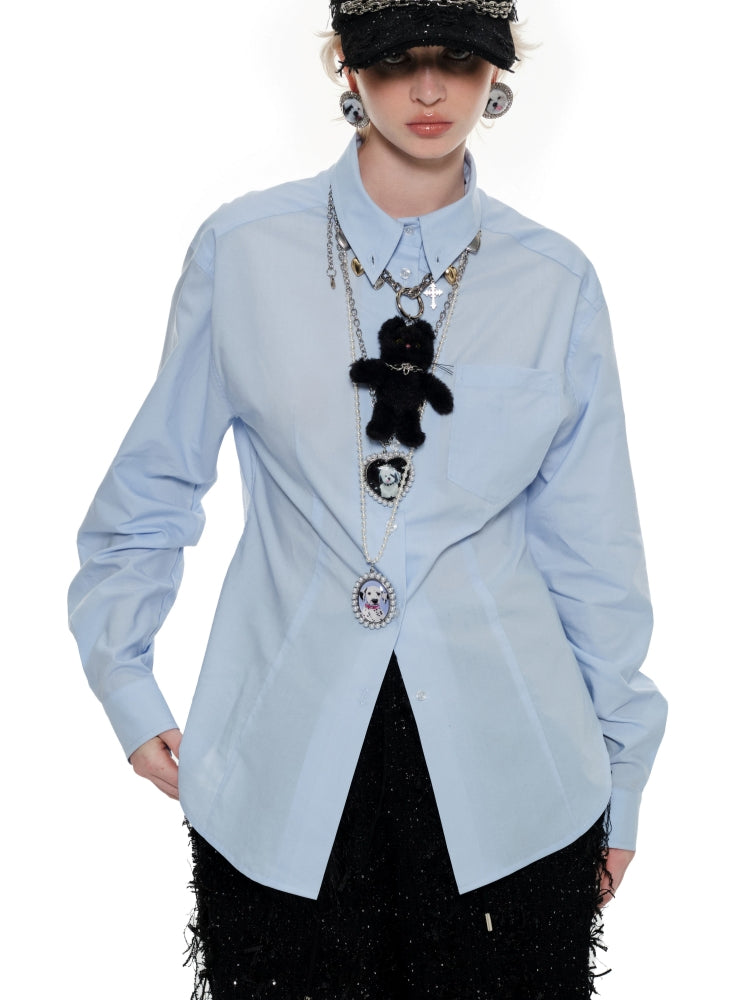 Black & Blue Tie Print Slim Fit Shirt - CHINASQUAD