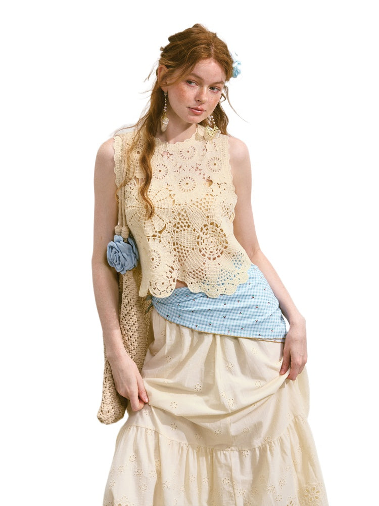 Hollow Lucky Flower Crochet Top & Skirt Set - CHINASQUAD