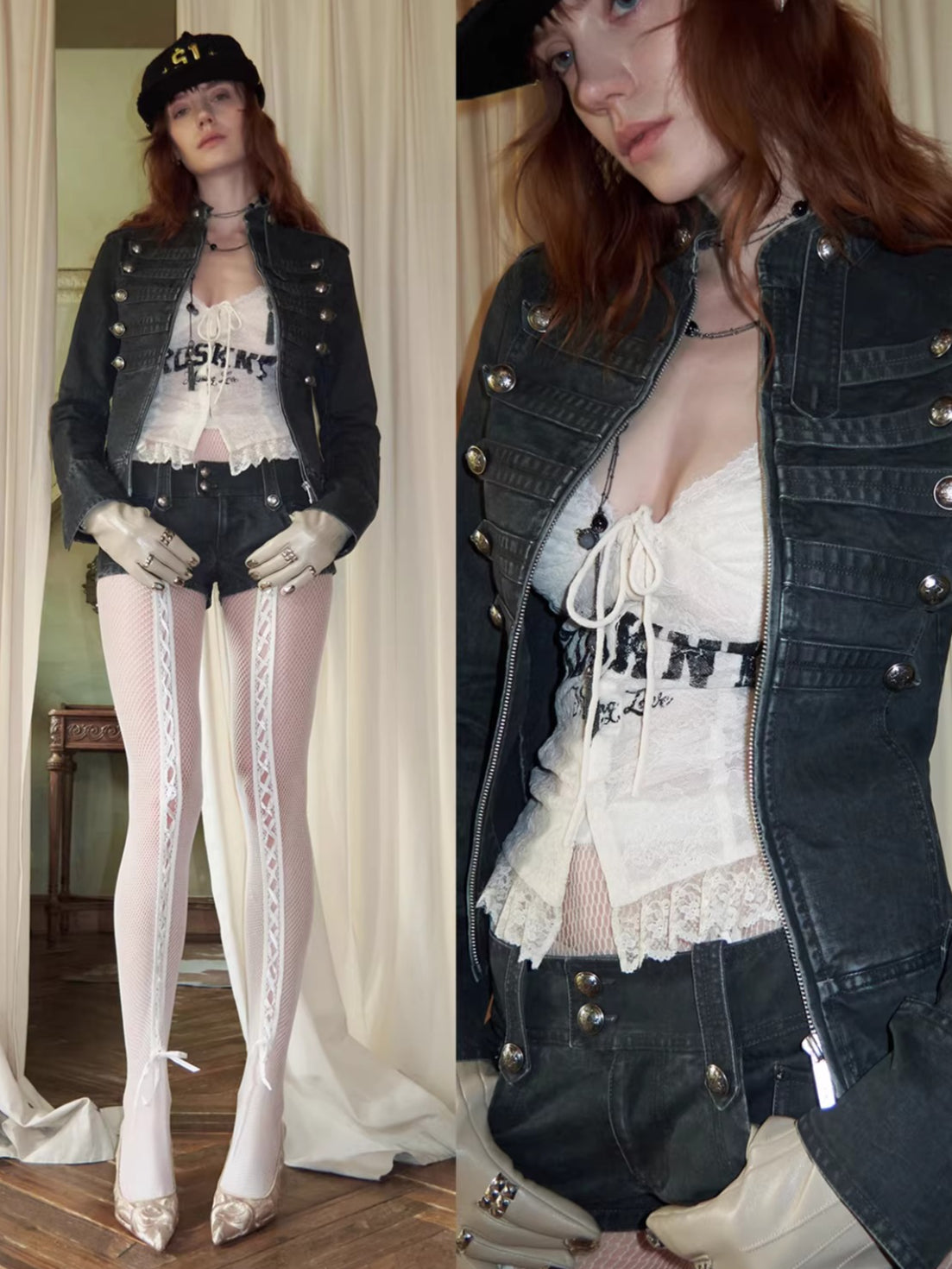 Double-Breasted Distressed Canvas Jacket