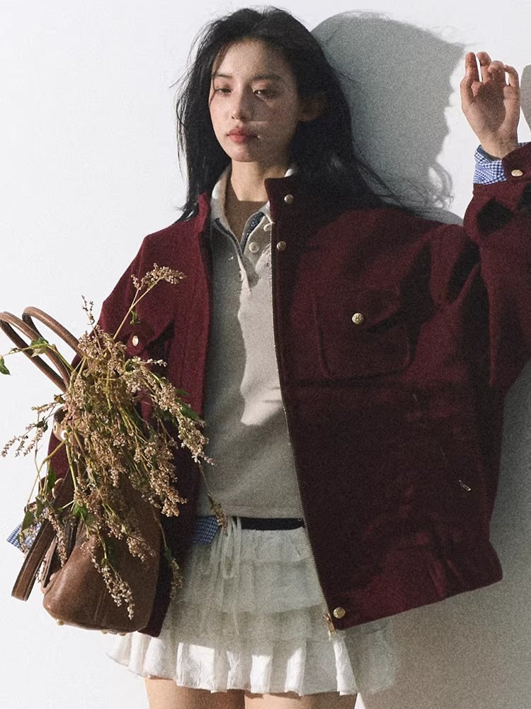 Wool-Blend Oversized Short Jacket