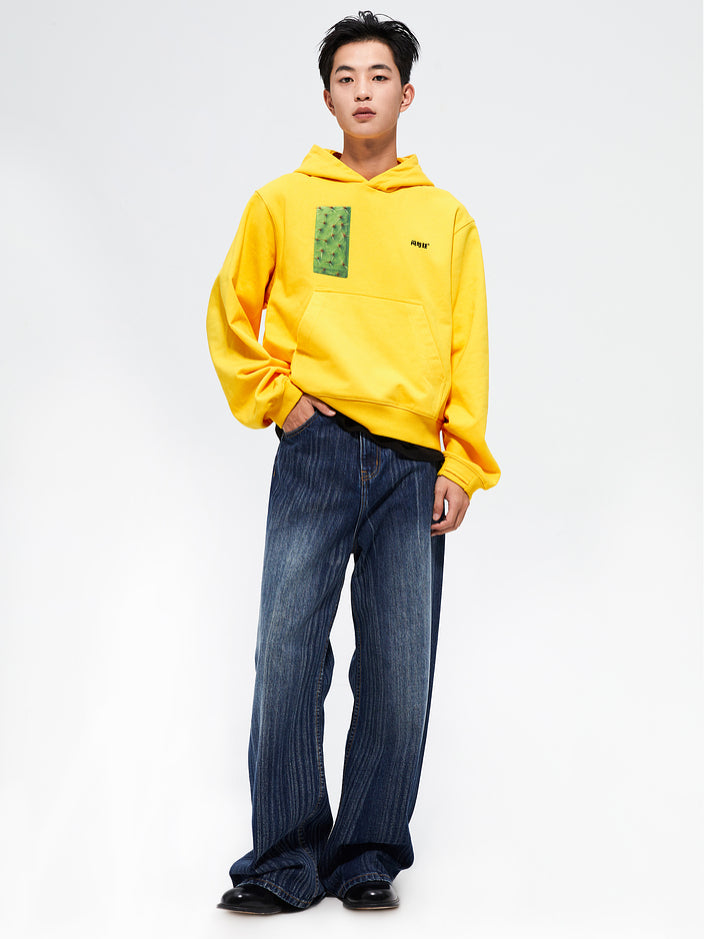 Yellow Reversible Printed Loose Hoodie - CHINASQUAD